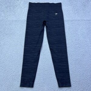 Gymshark Adapt Marl Seamless Leggings‎ Women's L Black/Smokey Grey Wicking B3A5Z